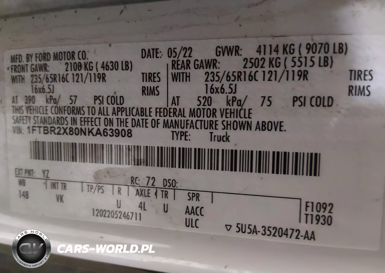 2022 Ford Transit-250 VIN:1FTBR2X80NKA63908 - 9