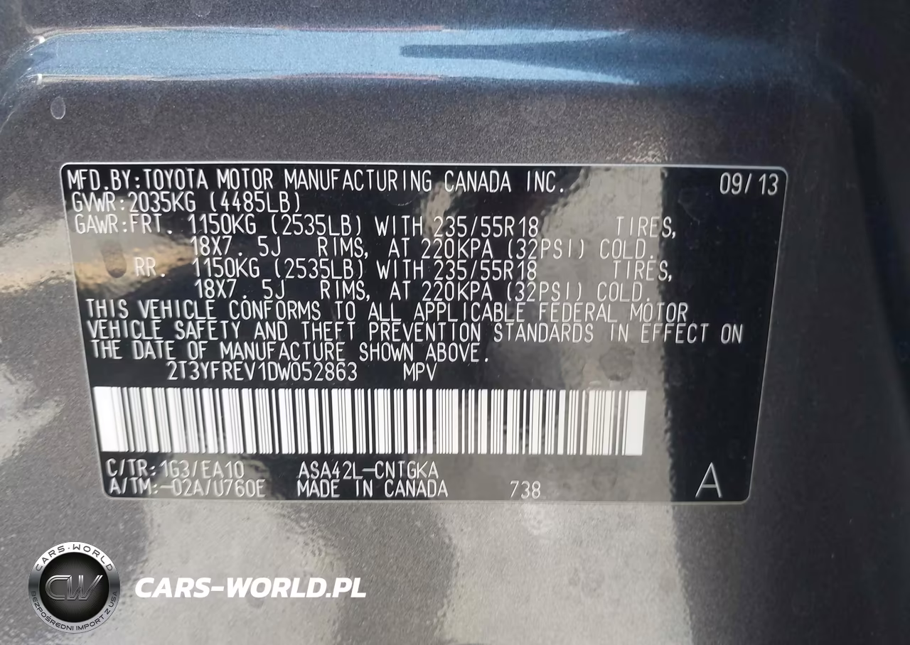 2013 Toyota Rav4 Limited VIN:2T3YFREV1DW052863 - 9