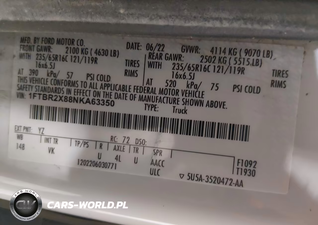 2022 Ford Transit-250 VIN:1FTBR2X88NKA63350 - 9