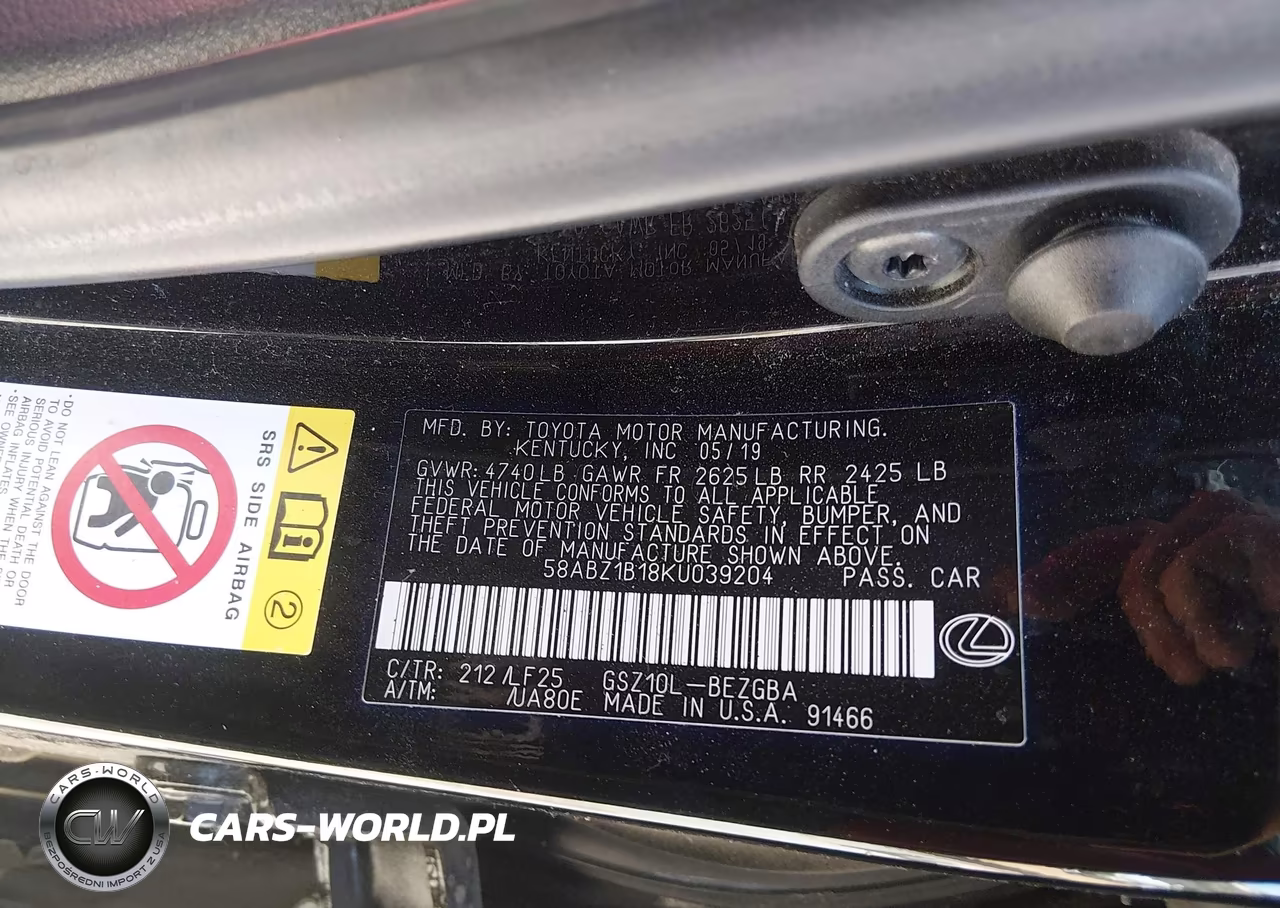2019 Lexus Es 350 F Sport VIN:58ABZ1B18KU039204 - 9