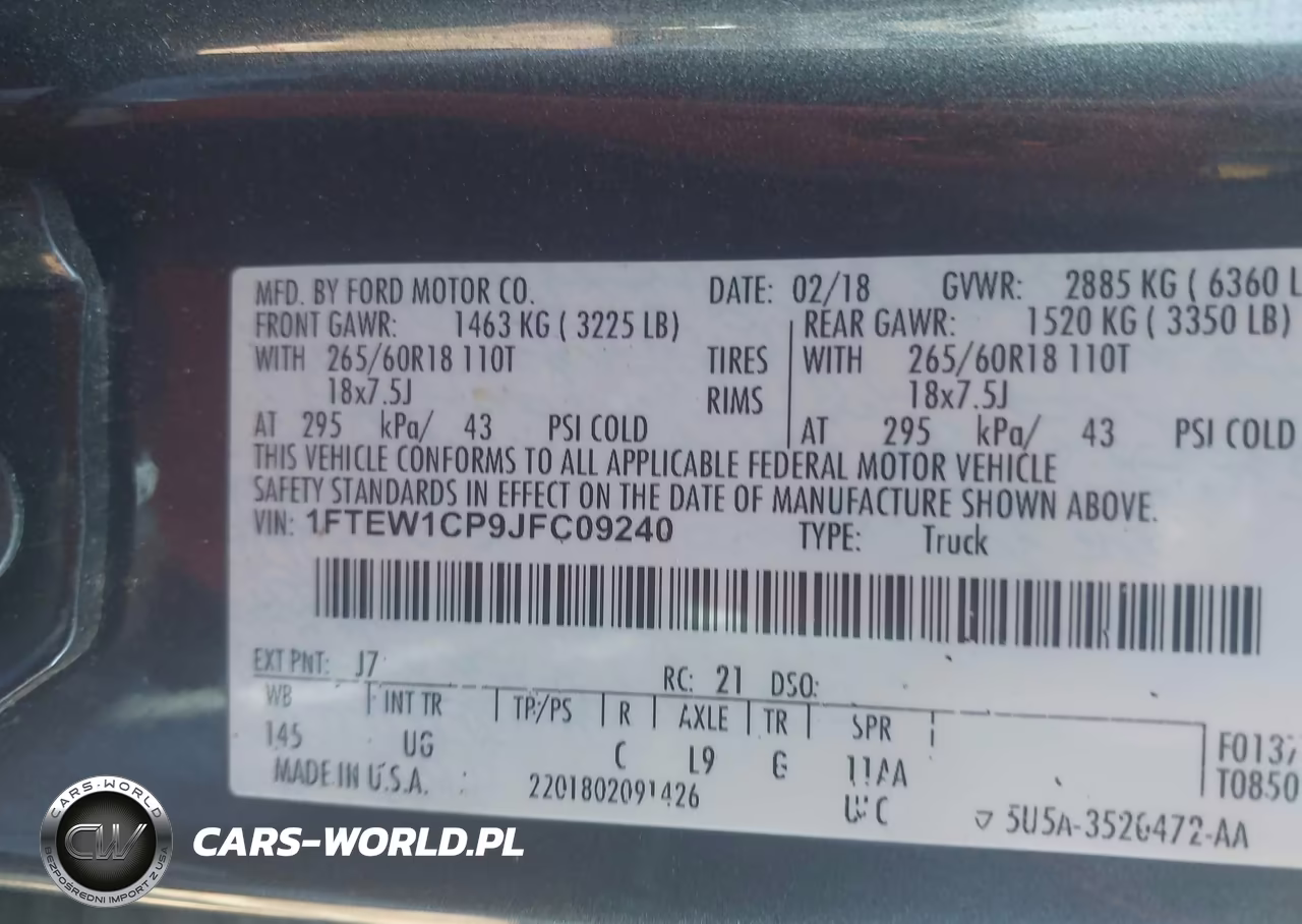 2018 Ford F-150 Xlt VIN:1FTEW1CP9JFC09240 - 9