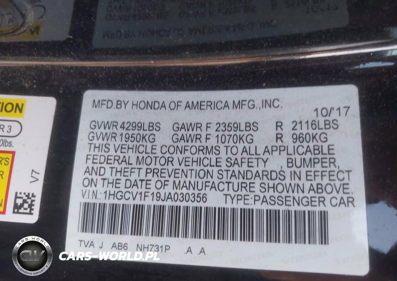 2018 Honda Accord Lx VIN:1HGCV1F19JA030356 - 9