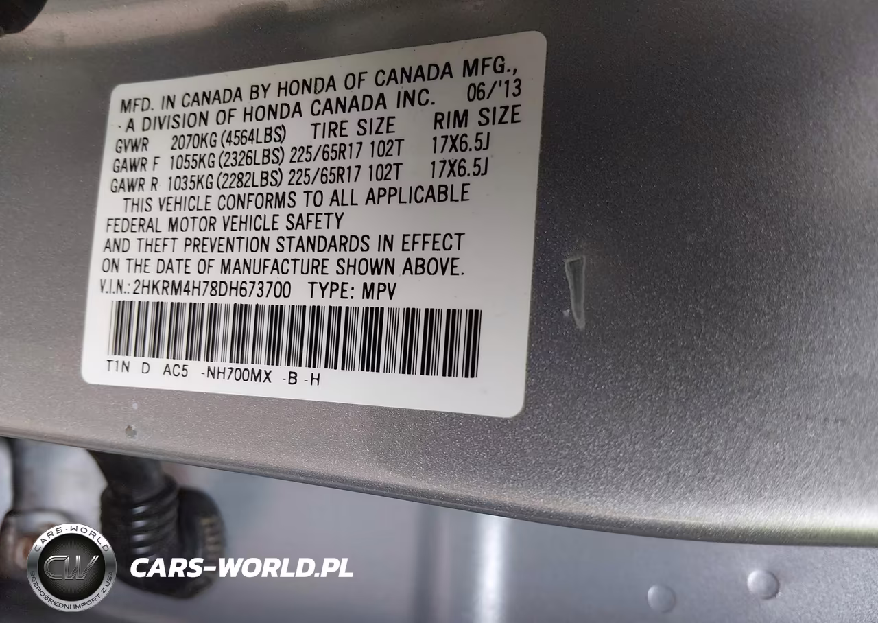 2013 Honda Cr-V Ex-L VIN:2HKRM4H78DH673700 - 9