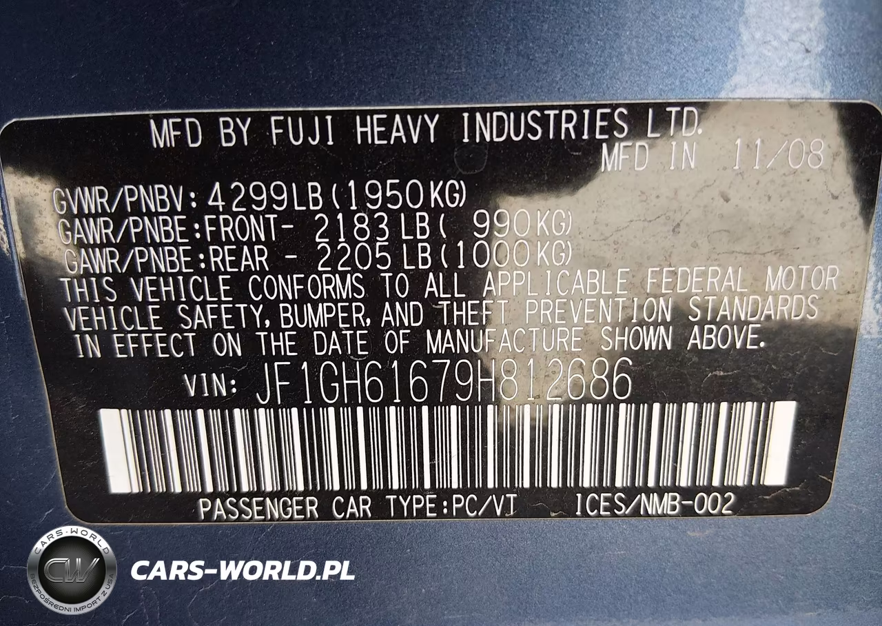 2009 Subaru Impreza 2.5I VIN:JF1GH61679H812686 - 9