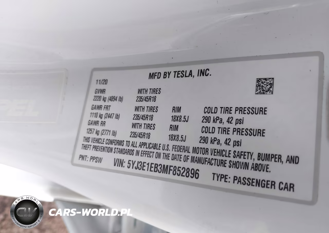 2021 Tesla Model 3 Long Range Dual Motor All-Wheel Drive VIN:5YJ3E1EB3MF852896 - 9