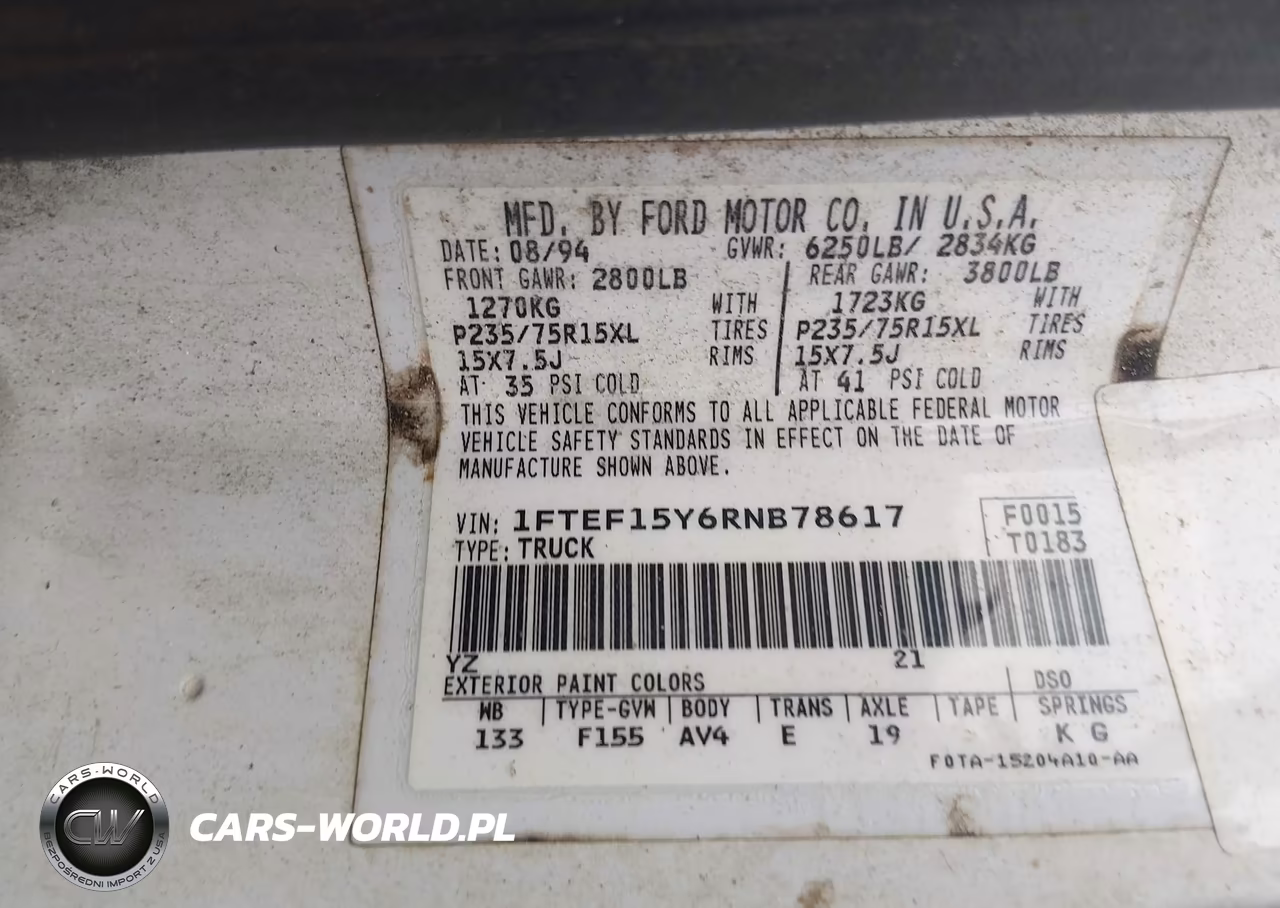 1994 Ford F150 VIN:1FTEF15Y6RNB78617 - 9