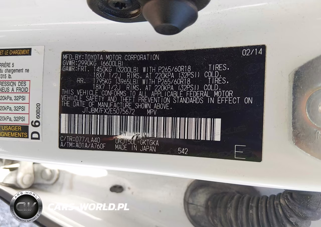 2014 Lexus Gx 460 VIN:JTJBM7FX2E5075672 - 9