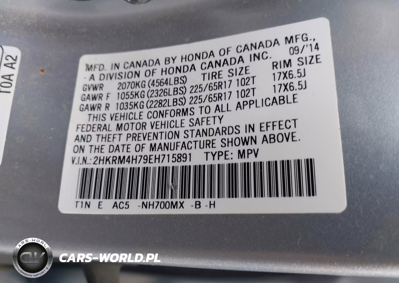 2014 Honda Cr-V Ex-L VIN:2HKRM4H79EH715891 - 9