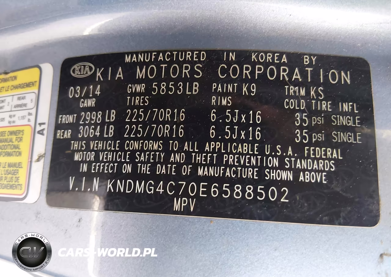 2014 Kia Sedona Lx VIN:KNDMG4C70E6588502 - 9