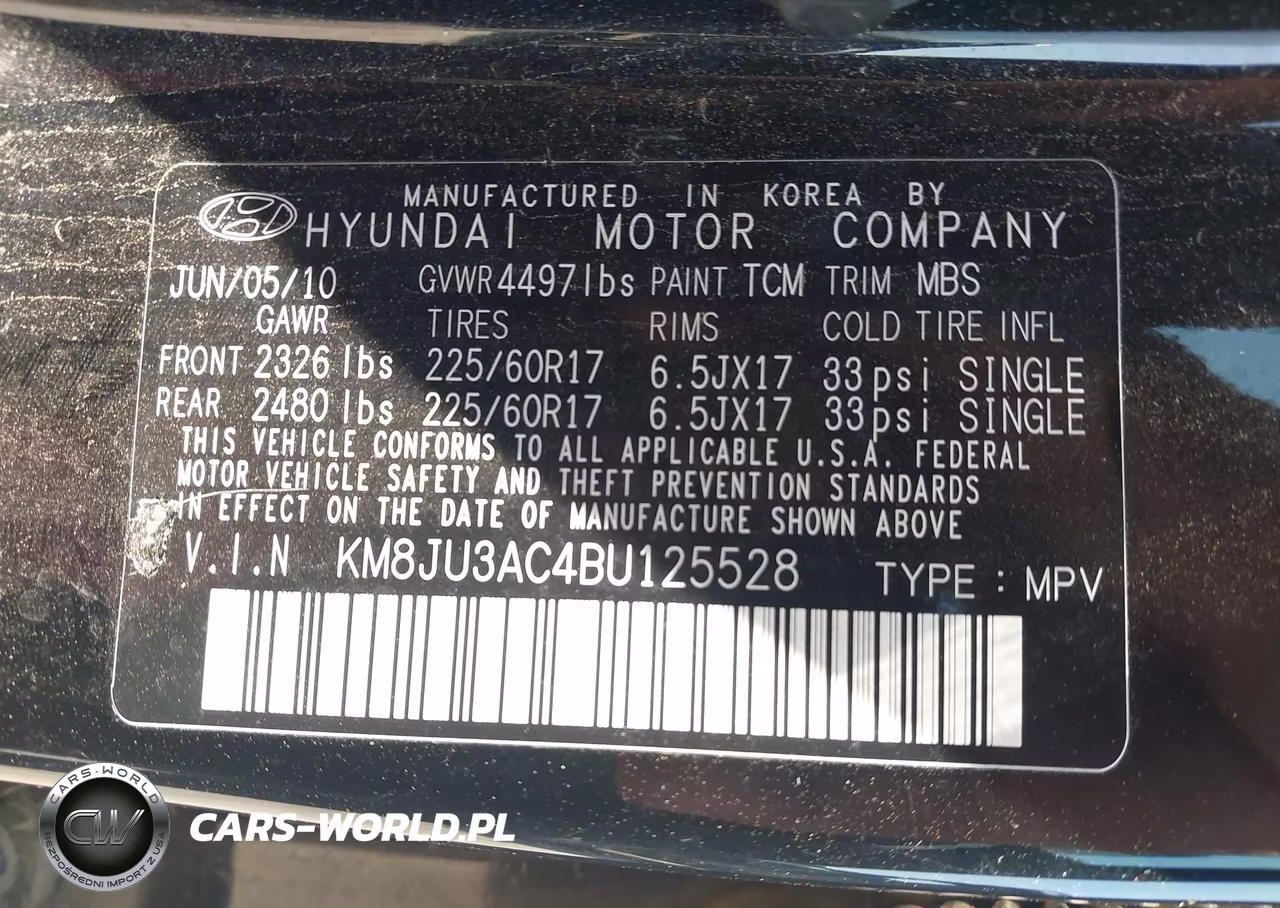 2011 Hyundai Tucson Gls VIN:KM8JU3AC4BU125528 - 9