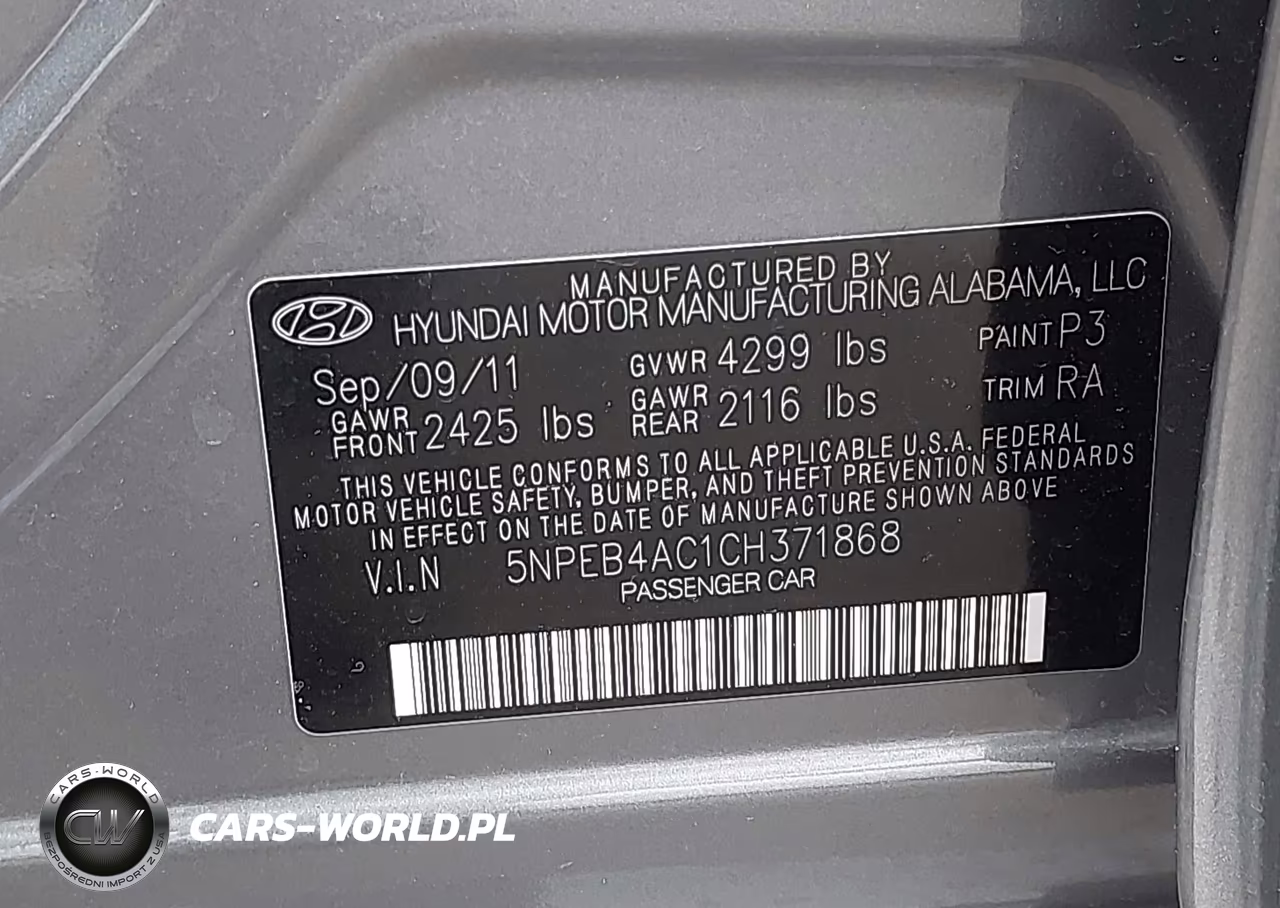 2012 Hyundai Sonata Gls VIN:5NPEB4AC1CH371868 - 9