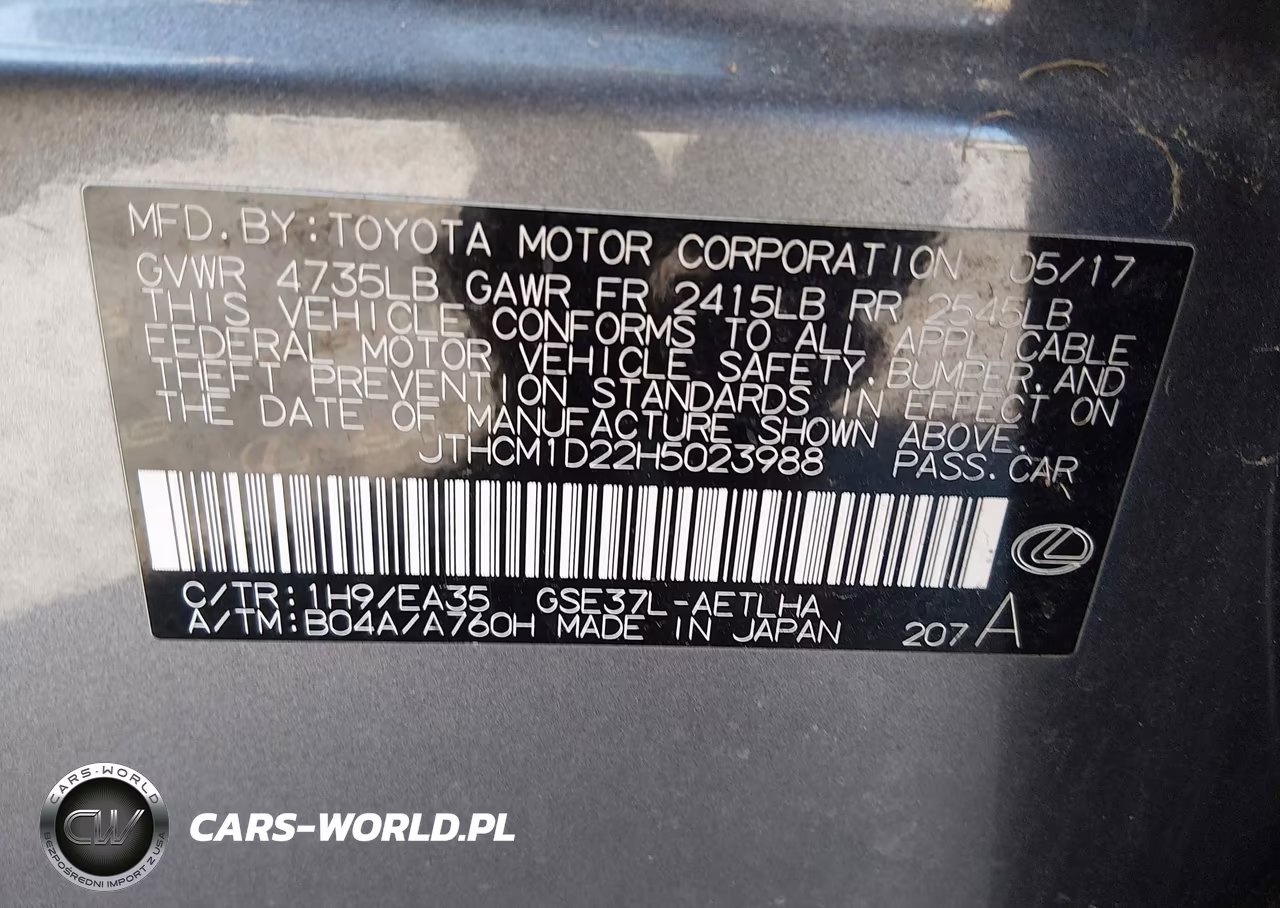 2017 Lexus Is 300 VIN:JTHCM1D22H5023988 - 9