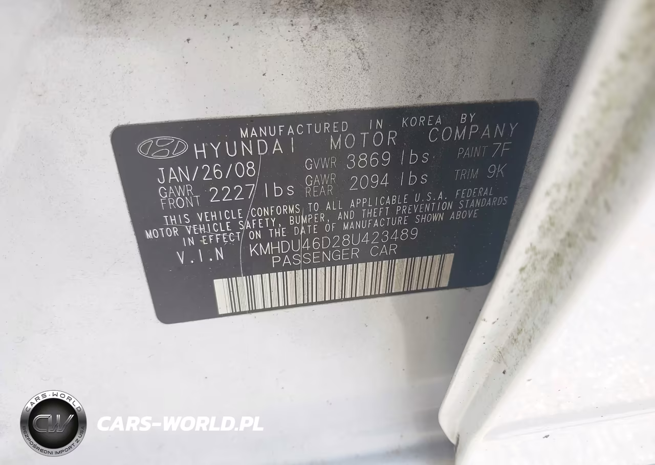 2008 Hyundai Elantra Gls-Se VIN:KMHDU46D28U423489 - 9