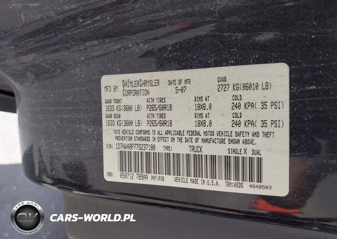 2007 Dodge Dakota Slt VIN:1D7HW48P77S237180 - 9