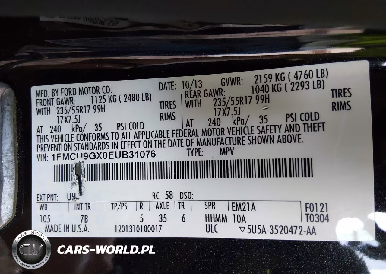 2014 Ford Escape Se VIN:1FMCU9GX0EUB31076 - 9