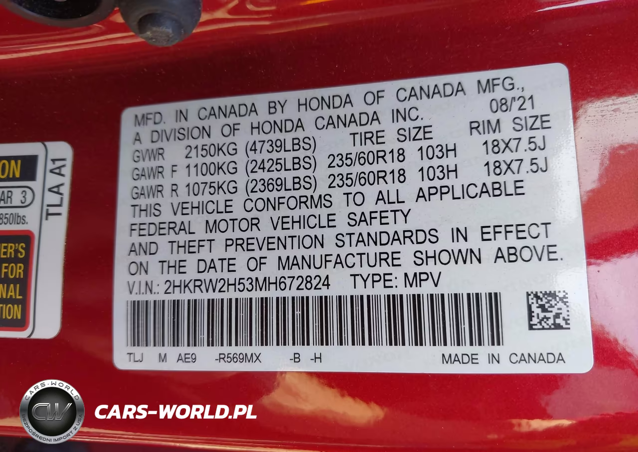 2021 Honda Cr-V Awd Ex VIN:2HKRW2H53MH672824 - 9