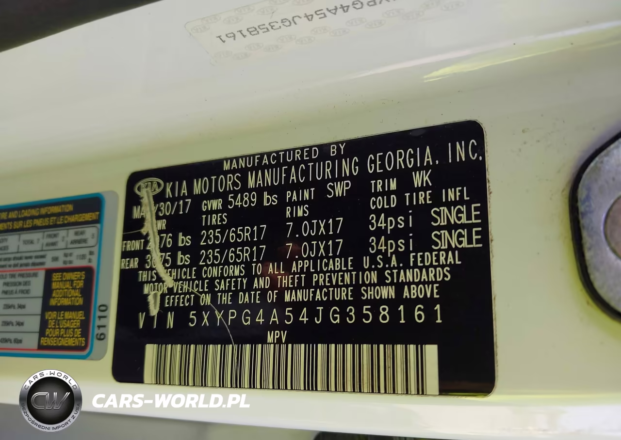 2018 Kia Sorento 3.3L Lx VIN:5XYPG4A54JG358161 - 9