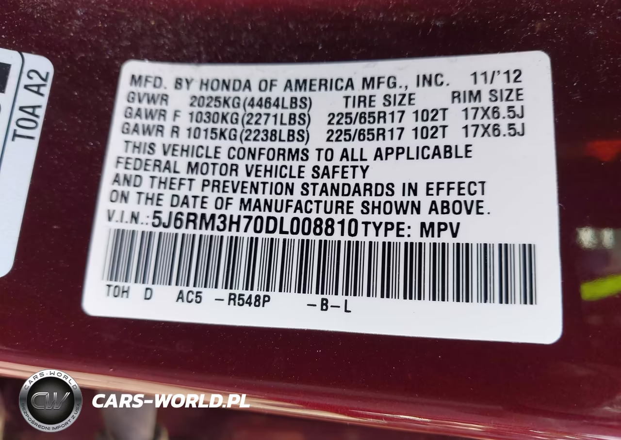 2013 Honda Cr-V Ex-L VIN:5J6RM3H70DL008810 - 9