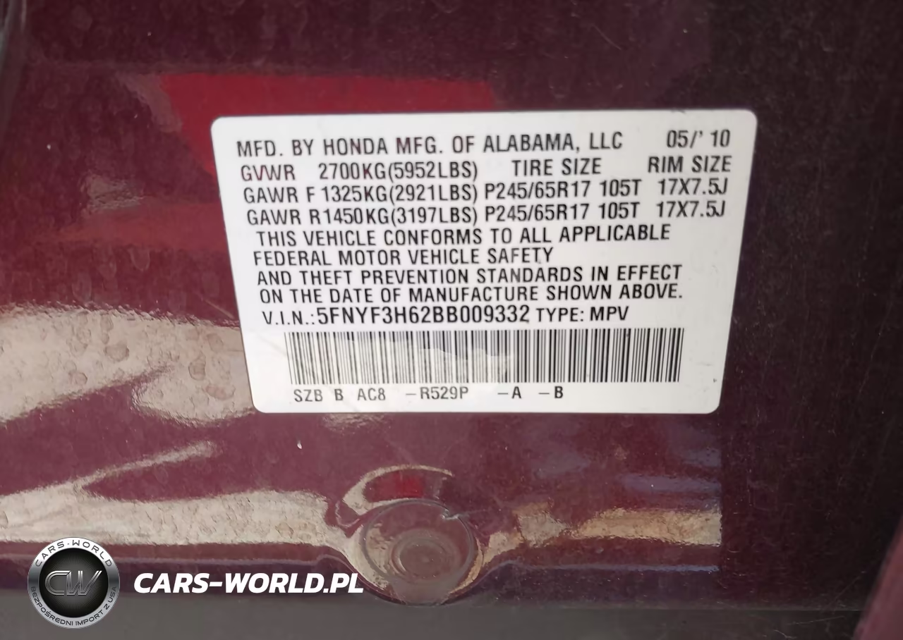 2011 Honda Pilot Ex-L VIN:5FNYF3H62BB009332 - 9
