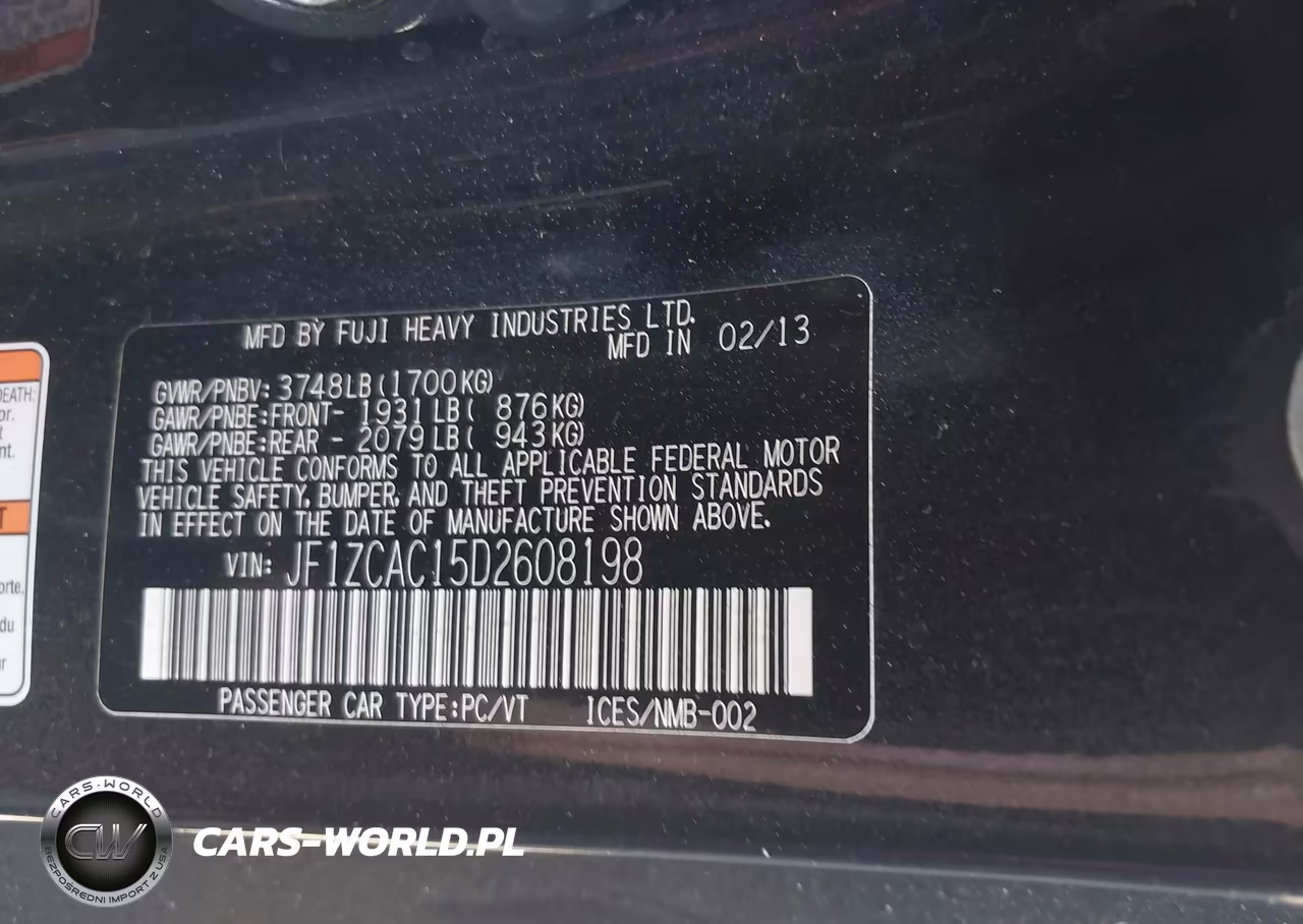 2013 Subaru Brz Limited VIN:JF1ZCAC15D2608198 - 9