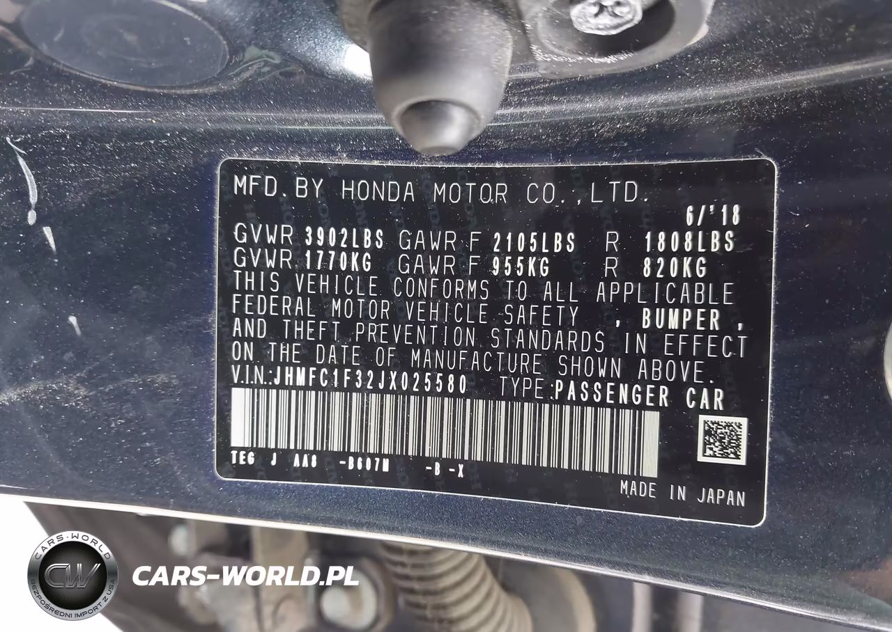 2018 Honda Civic Ex-T VIN:JHMFC1F32JX025580 - 9