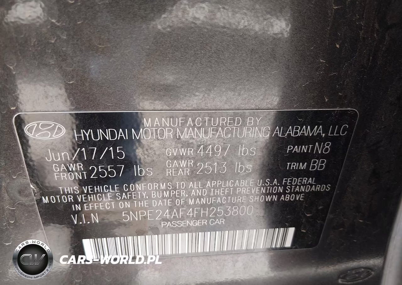 2015 Hyundai Sonata Se VIN:5NPE24AF4FH253800 - 9