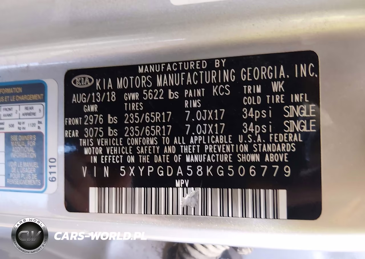 2019 Kia Sorento 3.3L Lx VIN:5XYPGDA58KG506779 - 9