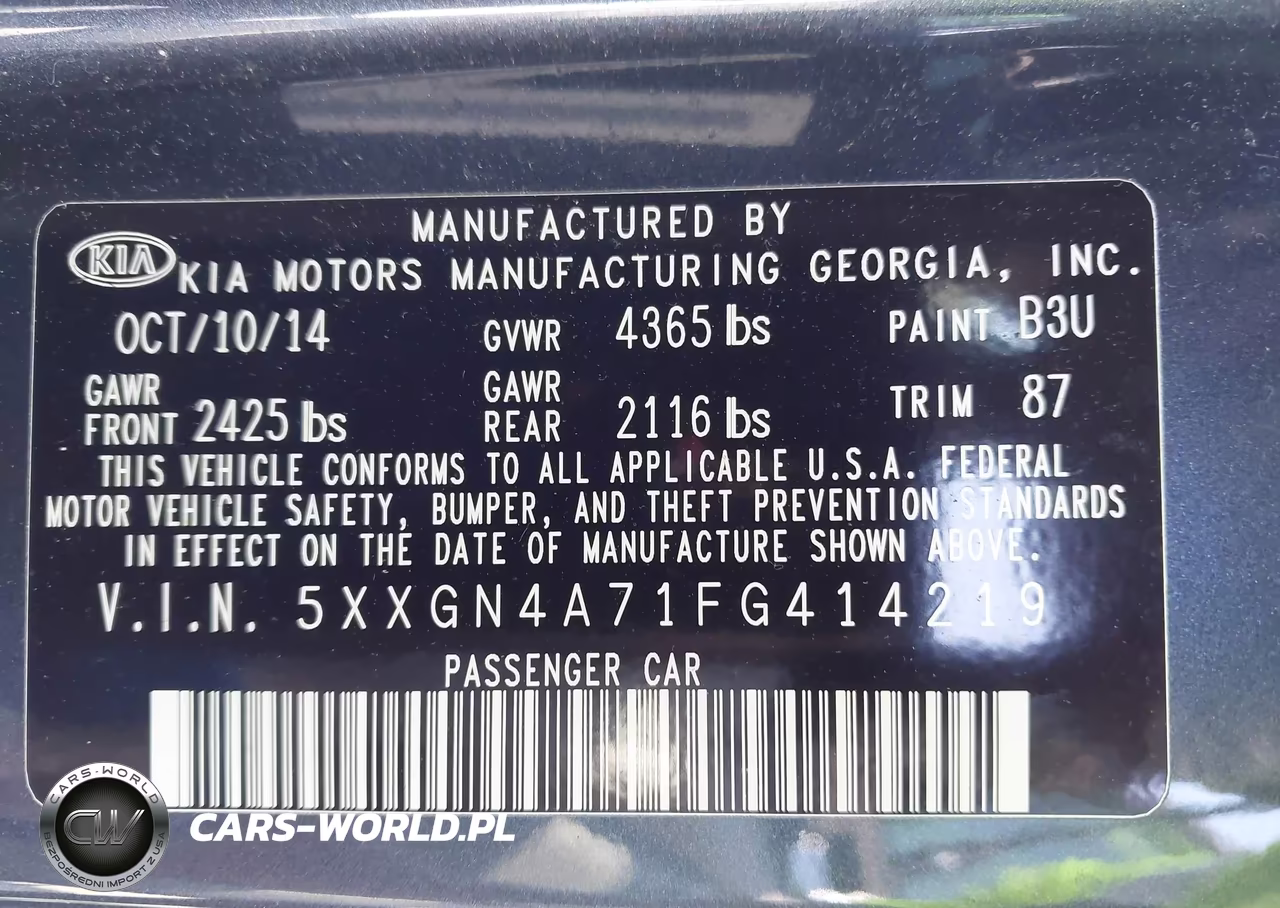 2015 Kia Optima Ex VIN:5XXGN4A71FG414219 - 9