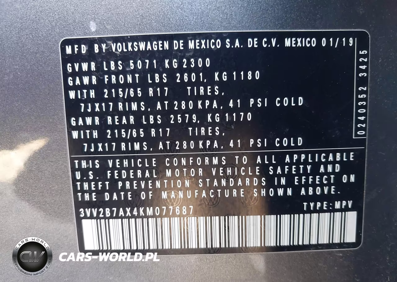2019 Volkswagen Tiguan 2.0T Se-2.0T Sel-2.0T Sel R-Line-2.0T Sel R-Line Black VIN:3VV2B7AX4KM077687 - 9