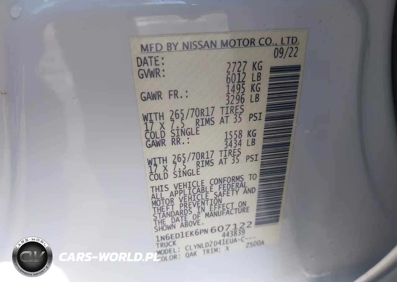 2023 Nissan Frontier Pro-4X 4X4 VIN:1N6ED1EK6PN607122 - 9
