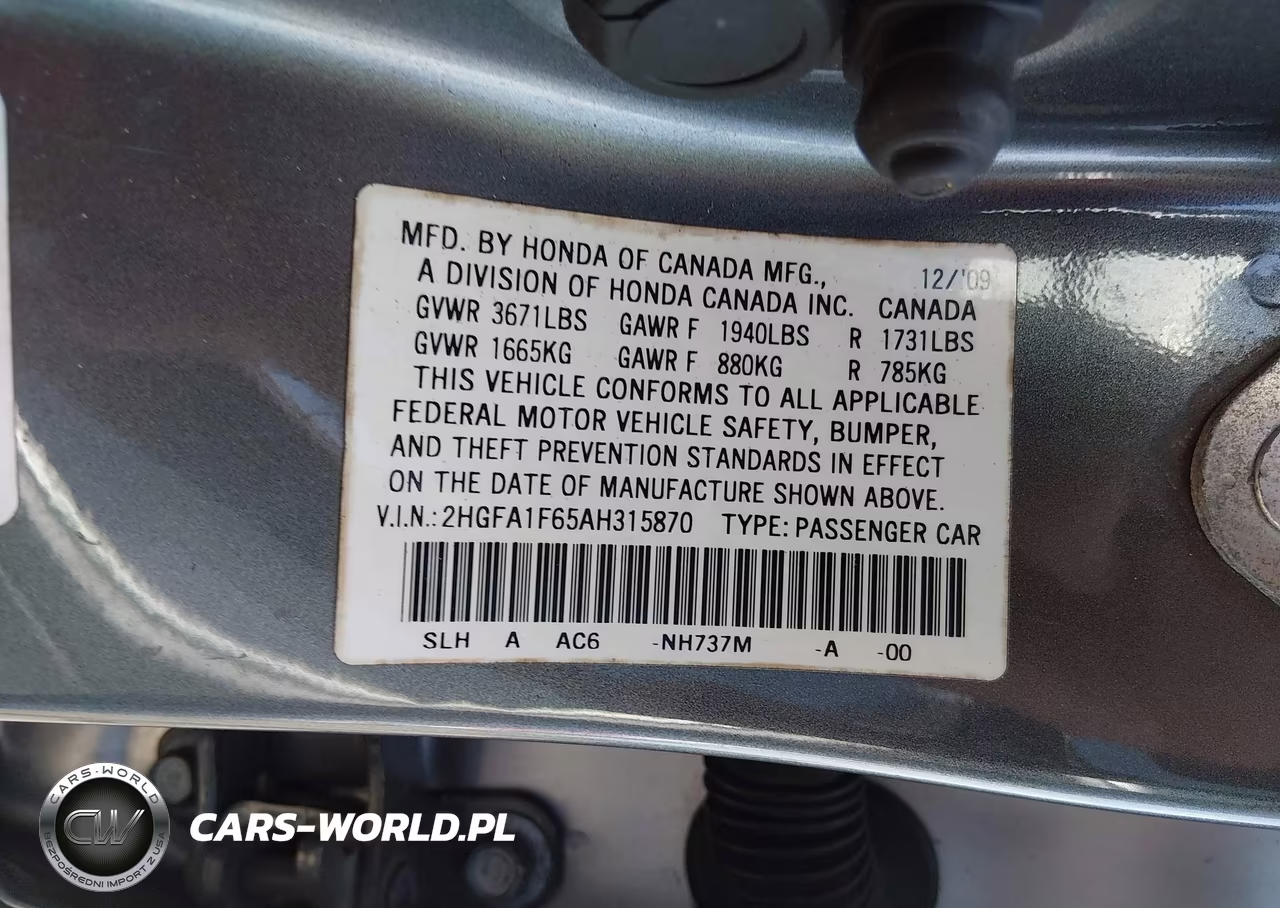 2010 Honda Civic Lx-S VIN:2HGFA1F65AH315870 - 9