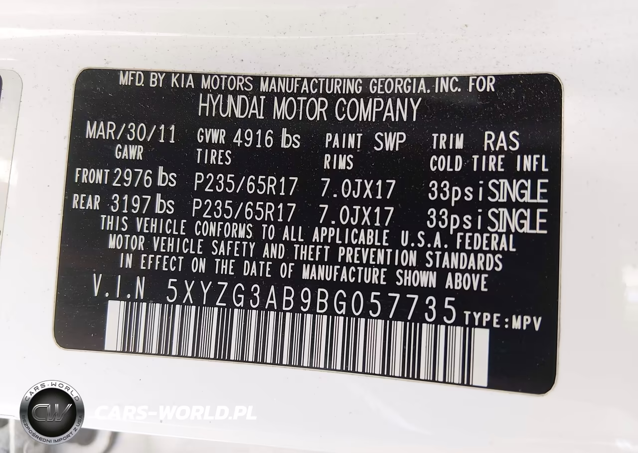 2011 Hyundai Santa Fe Gls VIN:5XYZG3AB9BG057735 - 9