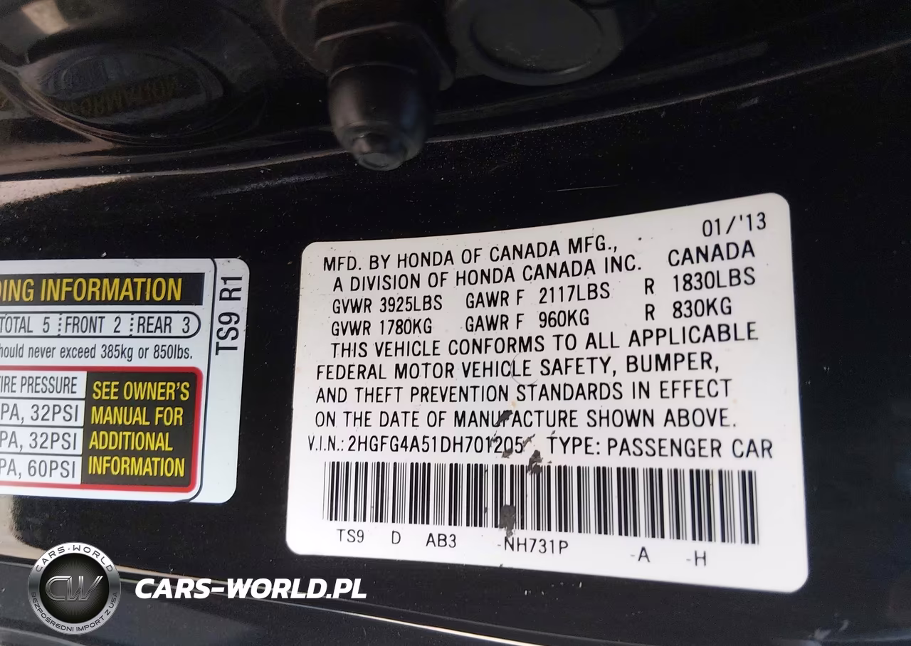 2013 Honda Civic Si VIN:2HGFG4A51DH701205 - 9