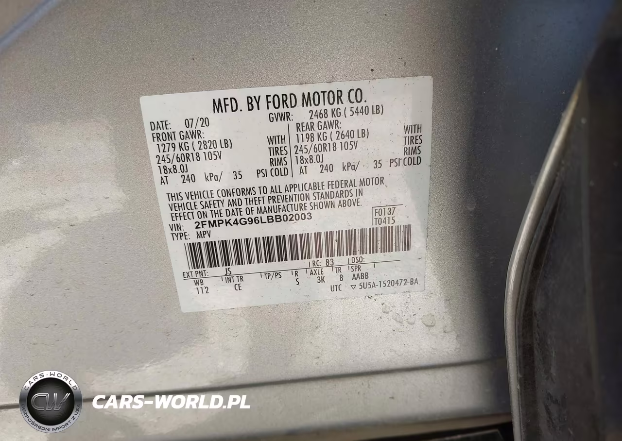 2020 Ford Edge Se VIN:2FMPK4G96LBB02003 - 9