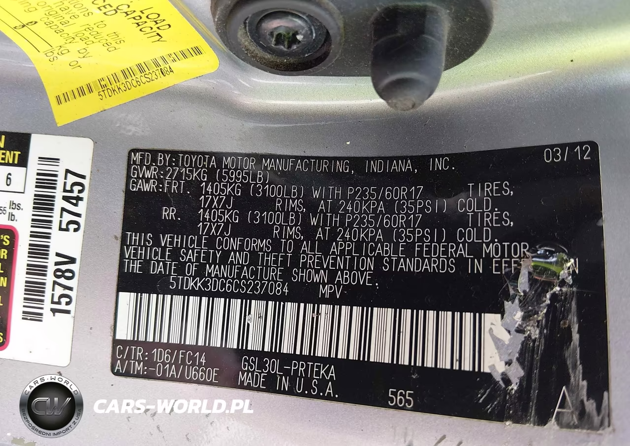 2012 Toyota Sienna Le V6 8 Passenger VIN:5TDKK3DC6CS237084 - 9