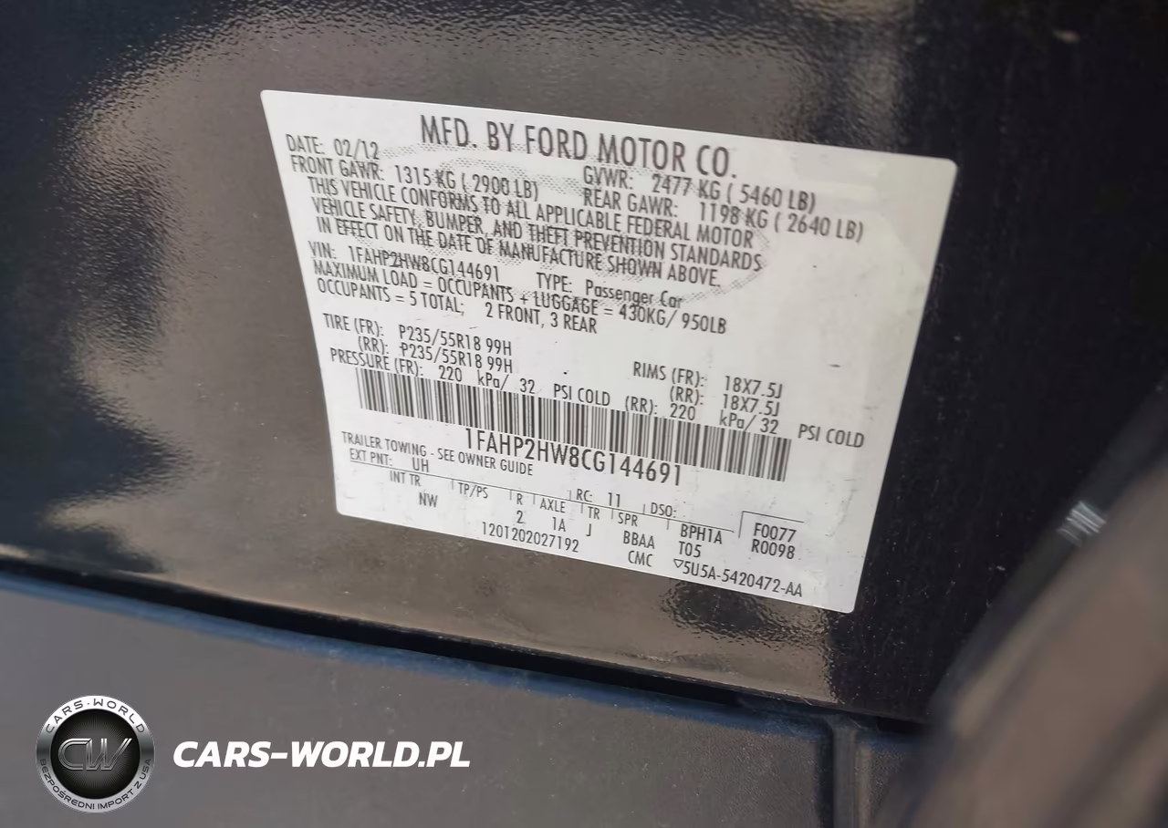 2012 Ford Taurus Sel VIN:1FAHP2HW8CG144691 - 9