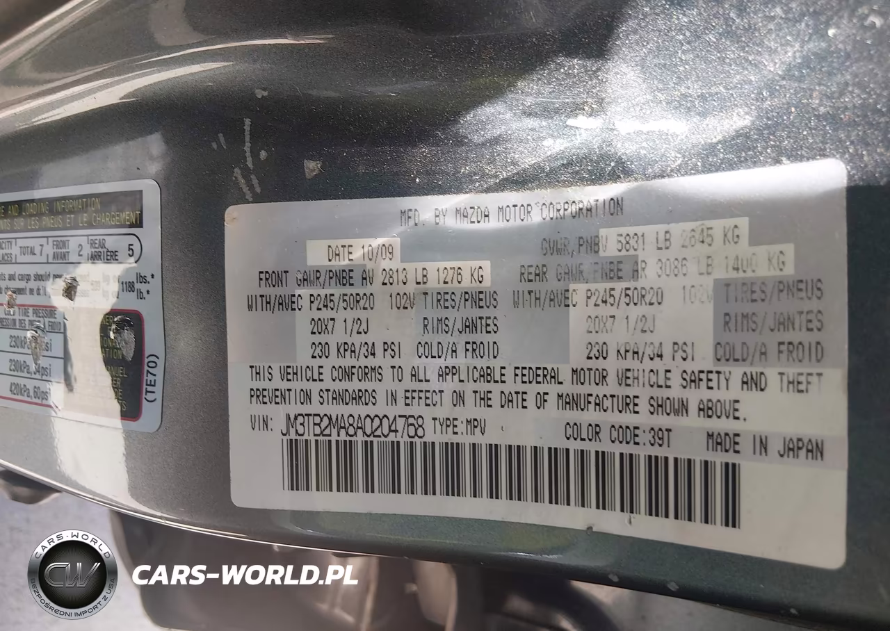 2010 Mazda Cx-9 Grand Touring VIN:JM3TB2MA8A0204768 - 9