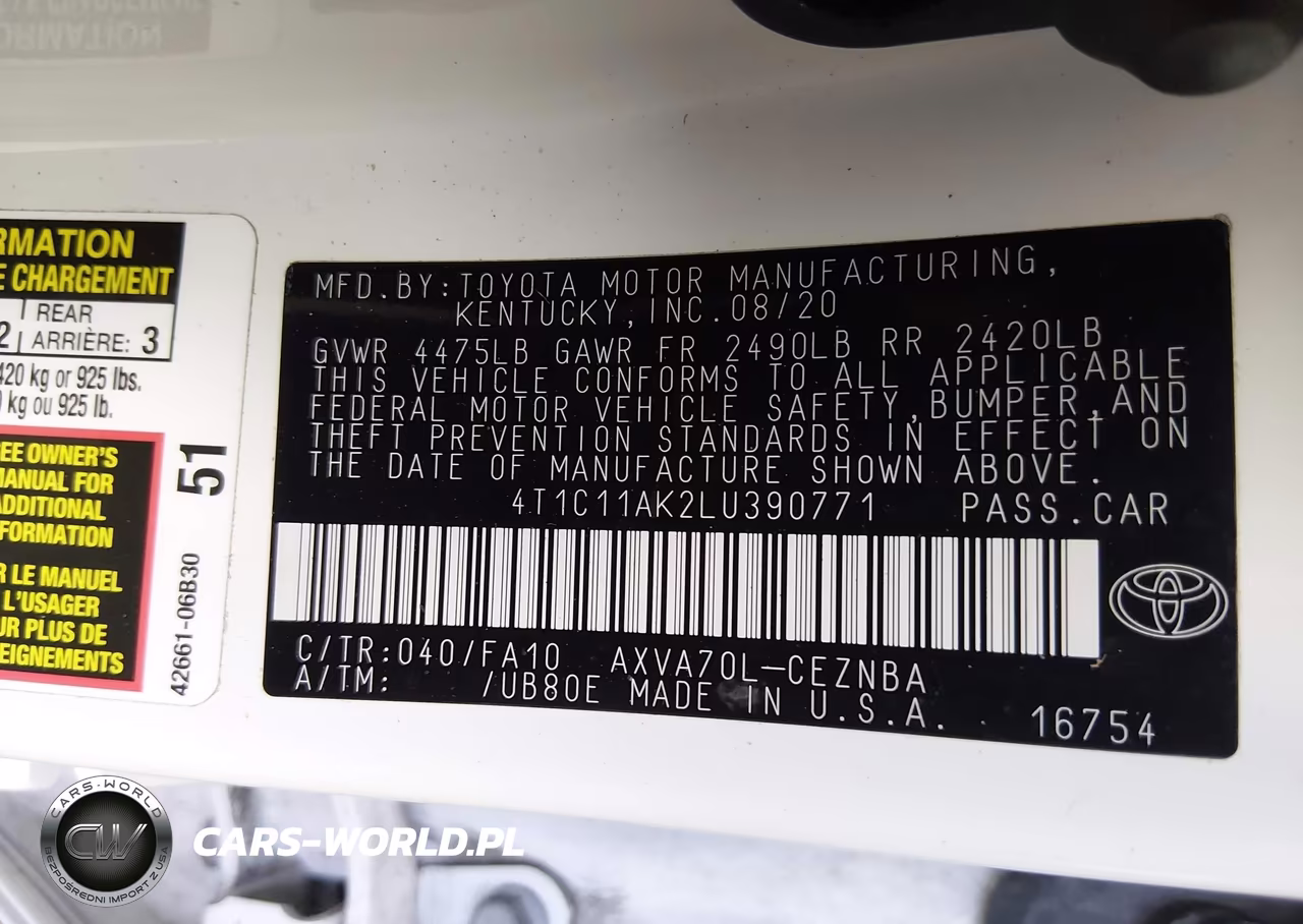 2020 Toyota Camry Le VIN:4T1C11AK2LU390771 - 9