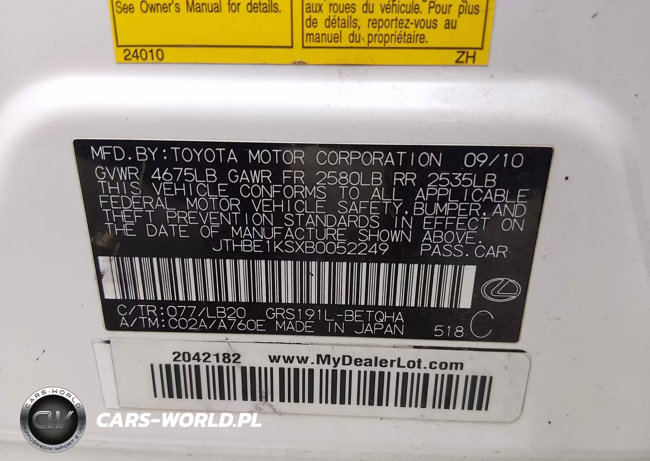 2011 Lexus Gs 350 VIN:JTHBE1KSXB0052249 - 9