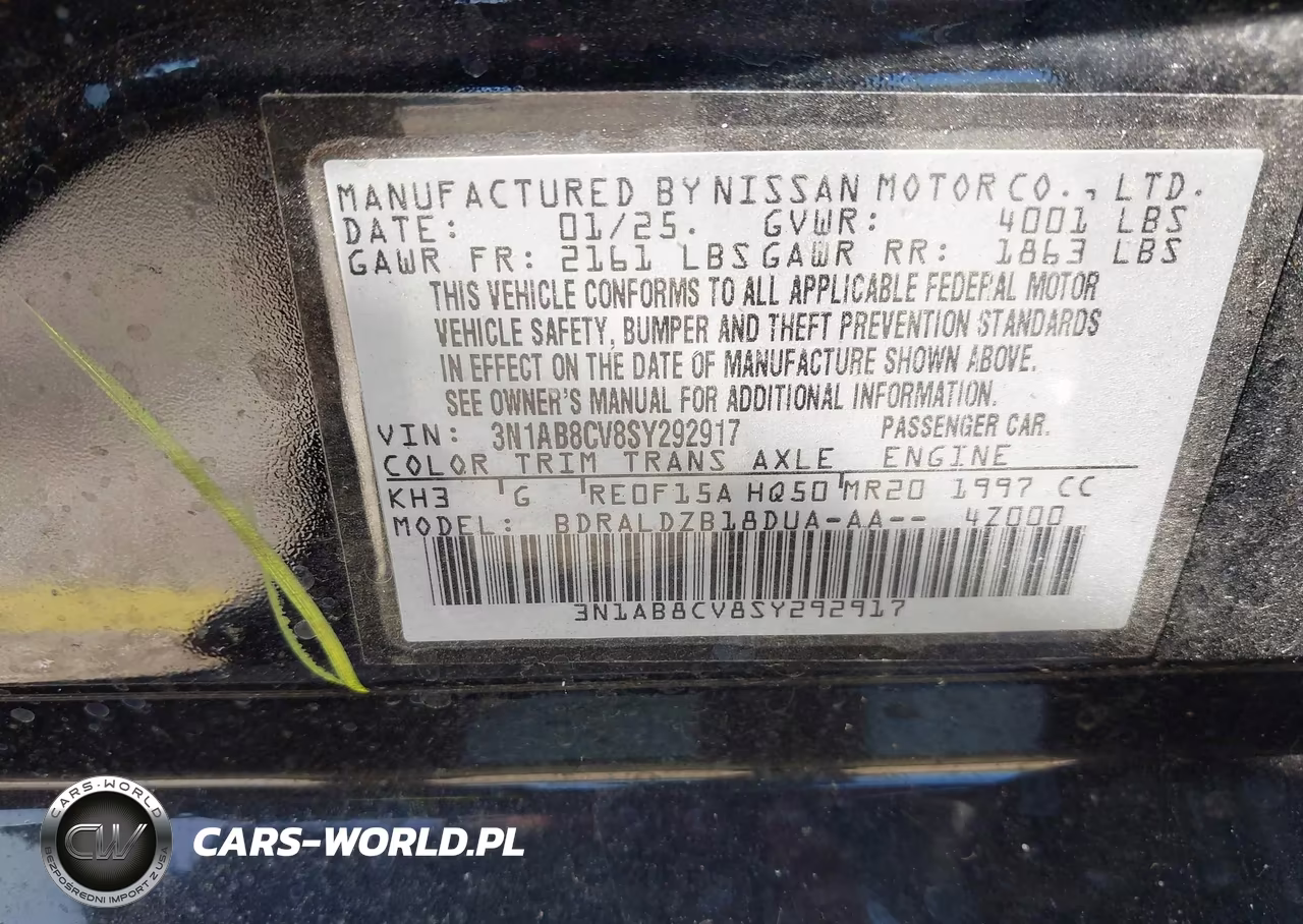 2025 Nissan Sentra Sv VIN:3N1AB8CV8SY292917 - 9