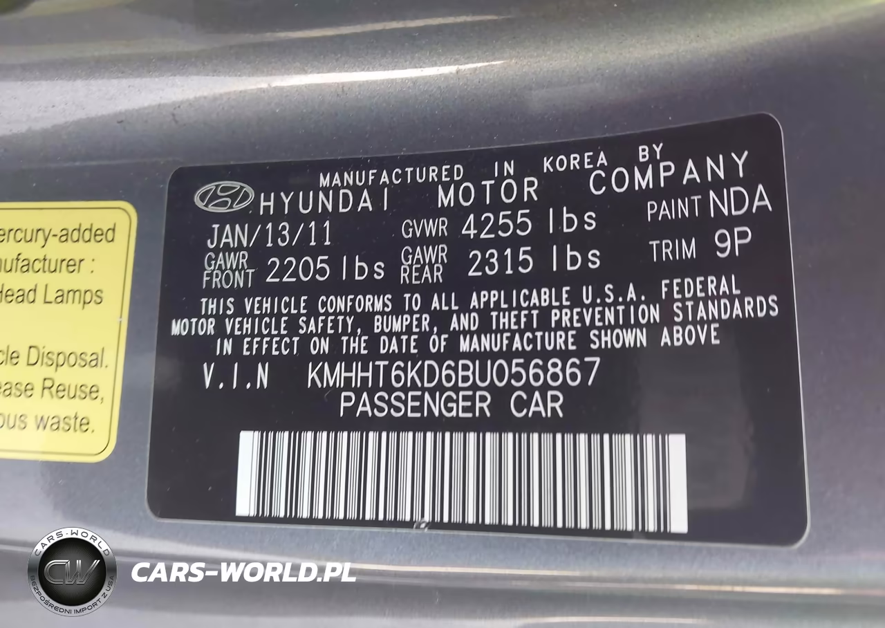 2011 Hyundai Genesis 2.0T Premium VIN:KMHHT6KD6BU056867 - 9