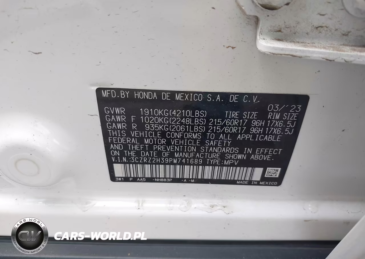 2023 Honda Hr-V Awd Lx VIN:3CZRZ2H39PM741689 - 9