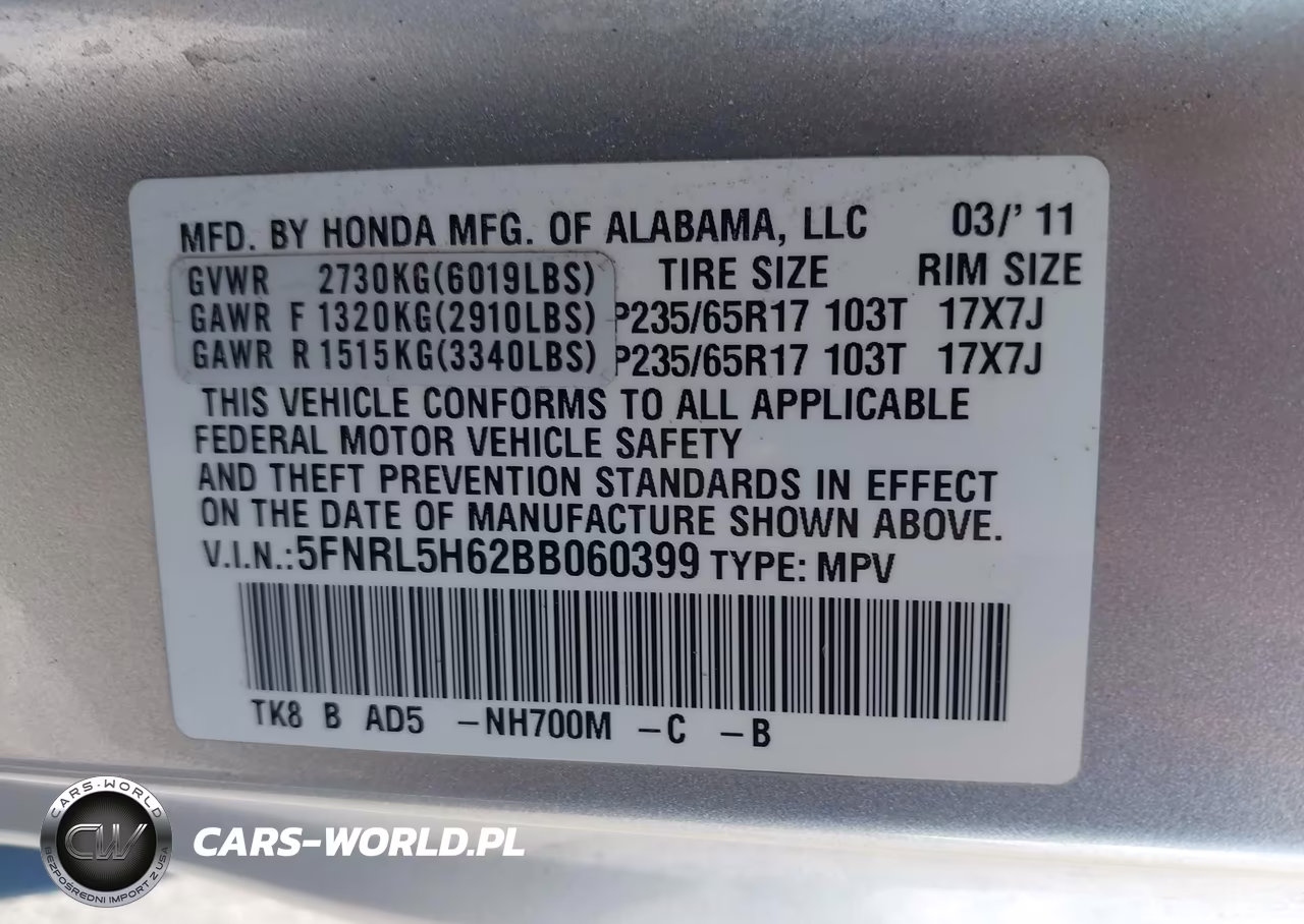 2011 Honda Odyssey Ex-L VIN:5FNRL5H62BB060399 - 9