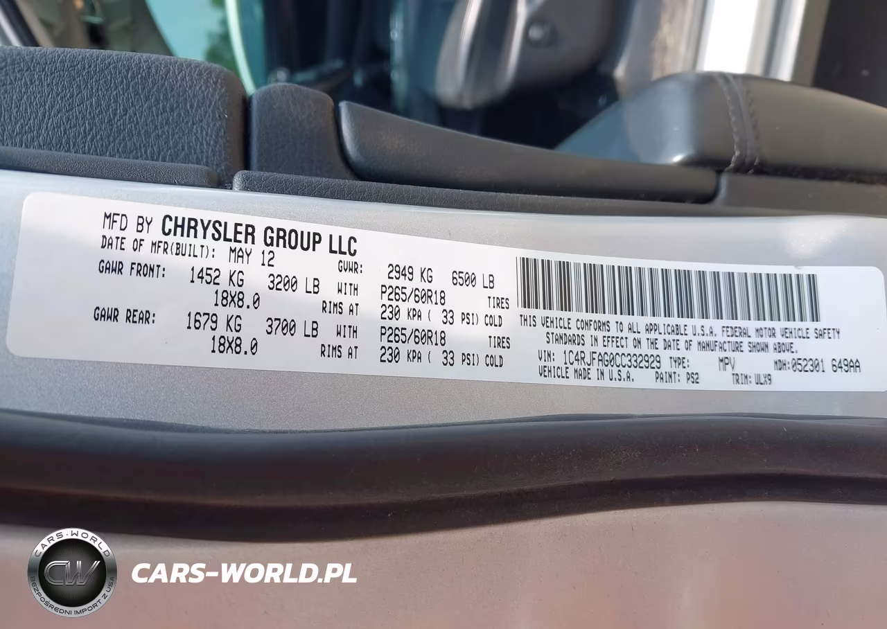 2012 Jeep Grand Cherokee Laredo VIN:1C4RJFAG0CC332929 - 9