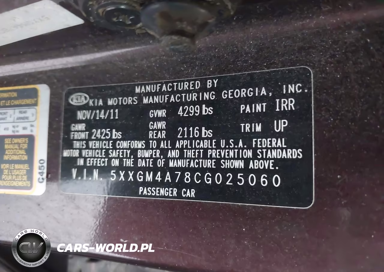 2012 Kia Optima Lx VIN:5XXGM4A78CG025060 - 9