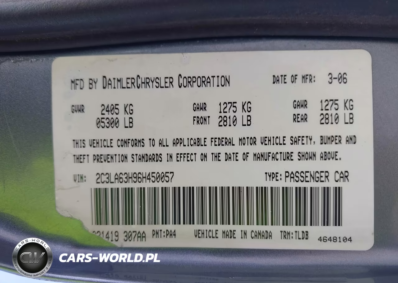2006 Chrysler 300C VIN:2C3LA63H96H450057 - 9
