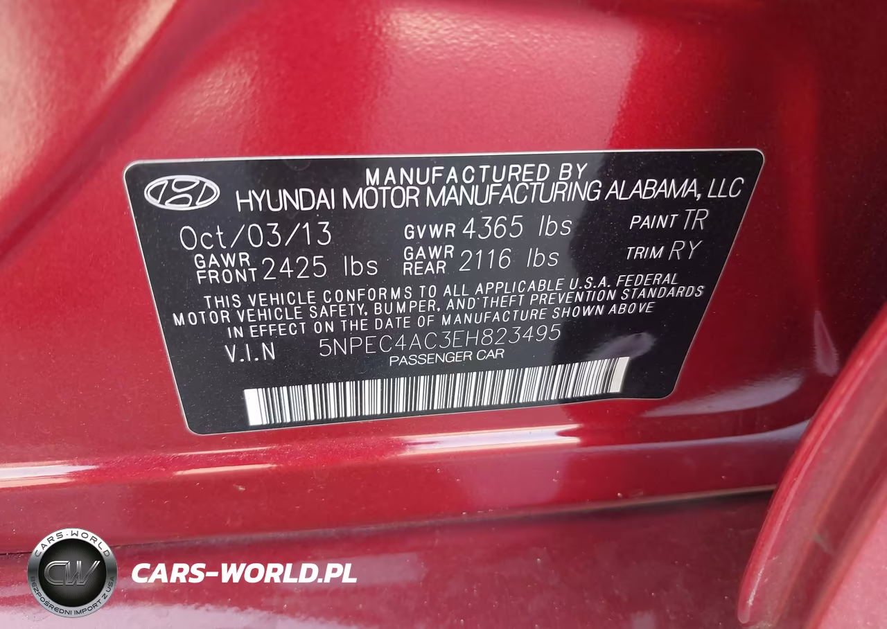 2014 Hyundai Sonata Se VIN:5NPEC4AC3EH823495 - 9