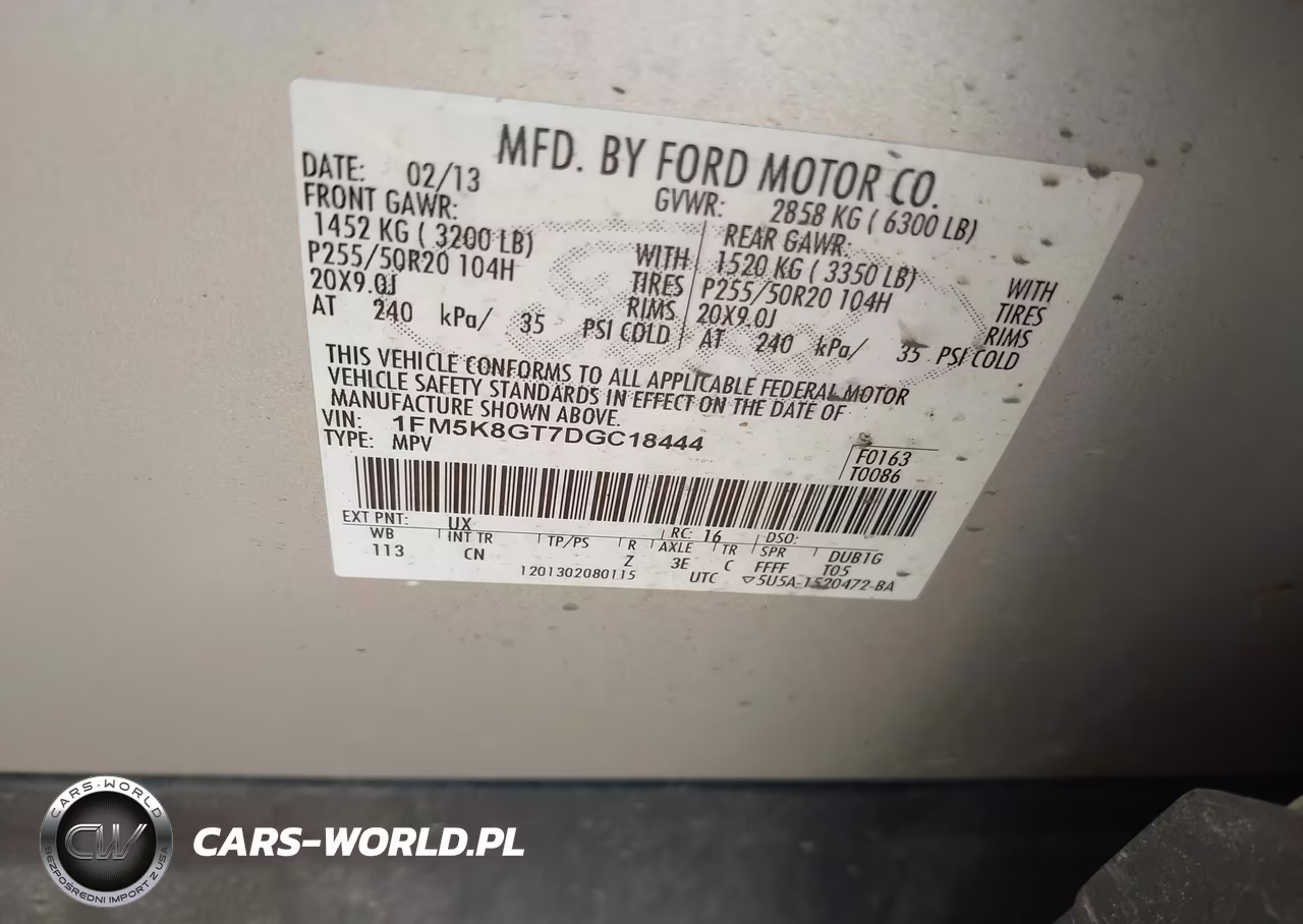 2013 Ford Explorer Sport VIN:1FM5K8GT7DGC18444 - 9