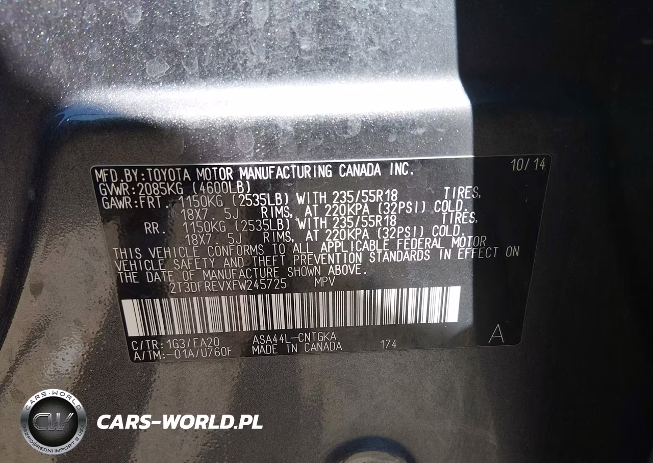 2015 Toyota Rav4 Limited VIN:2T3DFREVXFW245725 - 9
