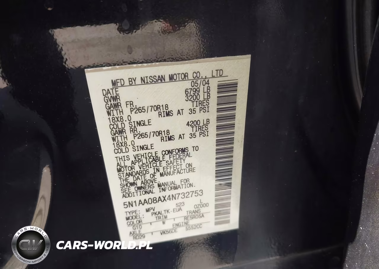2004 Nissan Pathfinder Armada Se VIN:5N1AA08AX4N732753 - 9